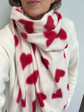 MSH Cream Red Heart Scarf