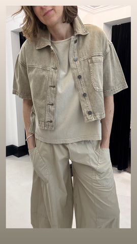Kaffe Beige Denim Shirt Jacketb