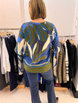 Milano Olive Green Leaf Print Blouse