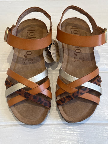 Yokono Monaco Sandal Tan Silver Animal