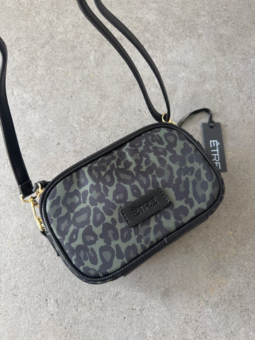 ETRE Khaki Black Animal Small Cross Body Bag