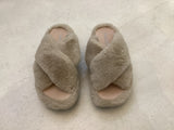 Macarena Taupe Fur Open Mule Slipper