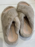 Macarena Taupe Fur Open Mule Slipper