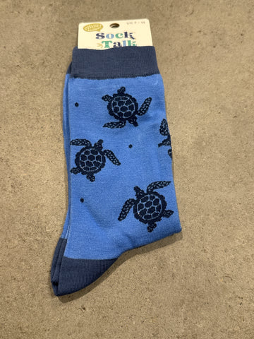 Sock Talk Turtle Men’s Blue Socks