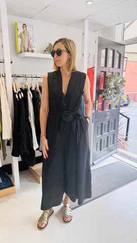 Mama B Black Cotton Sleeveless Luna Jumpsuit