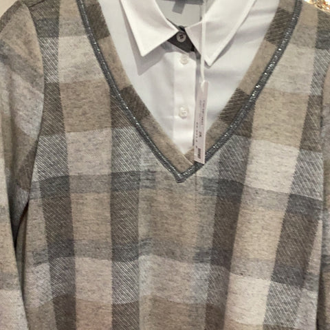 Just White shirt with Check Over