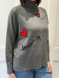 Estheme Grey Heart Rollneck Jumper