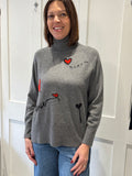 Estheme Grey Heart Rollneck Jumper