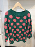 Pretty vacant Green &Pink Spot Sweater