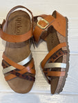 Yokono Monaco Sandal Tan Silver Animal