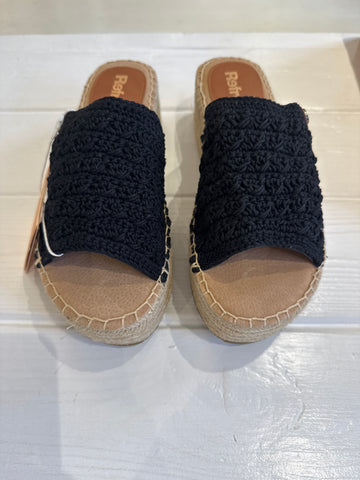 Refresh Black Crochet Wedge