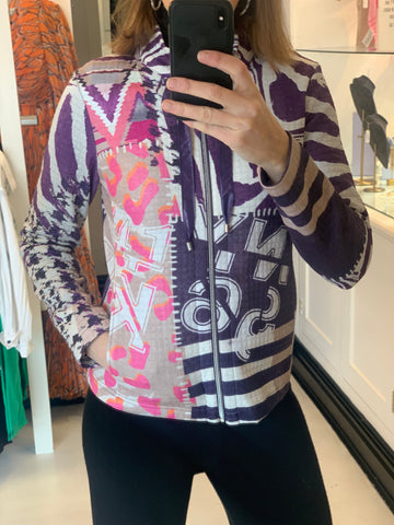 Just white Purple Patterned Zip Up Jacket