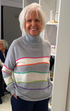 Estheme Grey & Cream Striped Cashmere Sweater