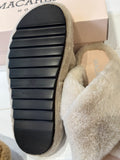 Macarena Taupe Fur Open Mule Slipper