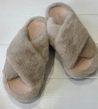 Macarena Taupe Fur Open Mule Slipper