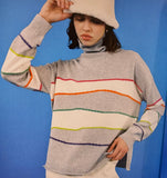 Estheme Grey & Cream Striped Cashmere Sweater