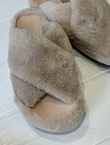 Macarena Taupe Fur Open Mule Slipper