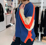 Estheme Blue Beige & Orange Cashmere Sweater