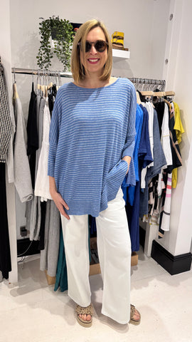 OSKA Blue Stripe Linen Sweater