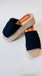 Refresh Black Crochet Wedge