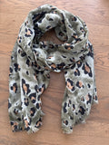 MSH Black Green  Leopard Scarf