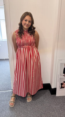 Compania Red Stripe Sleeveless Dress
