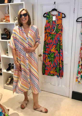 FRNCH Stripe Kaftan Dress
