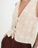 Grace & Mila Cream Crochet Waistcoat