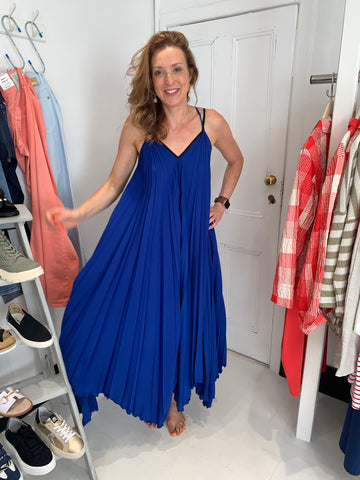 Sfizio Cobalt Blue Pleated Dress