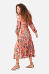Traffic People Red Patterned Pleated Dress