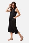 Traffic People Black Sleeveless Long Dress