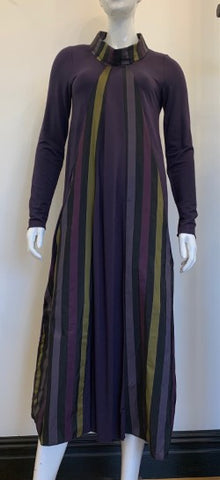 Luukaa purple with Green Striped Dress