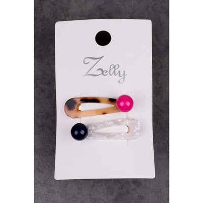 Zelly Acrylic Multi Clips with Coloured Ball x 2