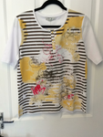 Micha Yellow White Taupe Stripe Pattern T Shirt