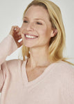 Eve In Paradise Pink V-Neck Cotton Sweater