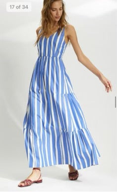Emme Blue & White Stripe Maxi Dress