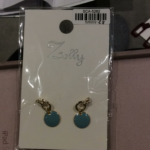 Zelly Blue Gold Circle Drop Earring