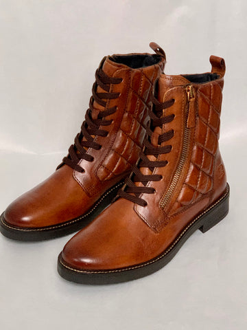 Bagatt Tan Brown Lace Up Leather Short Boot