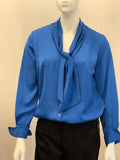 ﻿Bariloche Blue Silky Blouse with Tie Neck