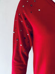 Gollehaug Red V Neck Stud detail Sweater